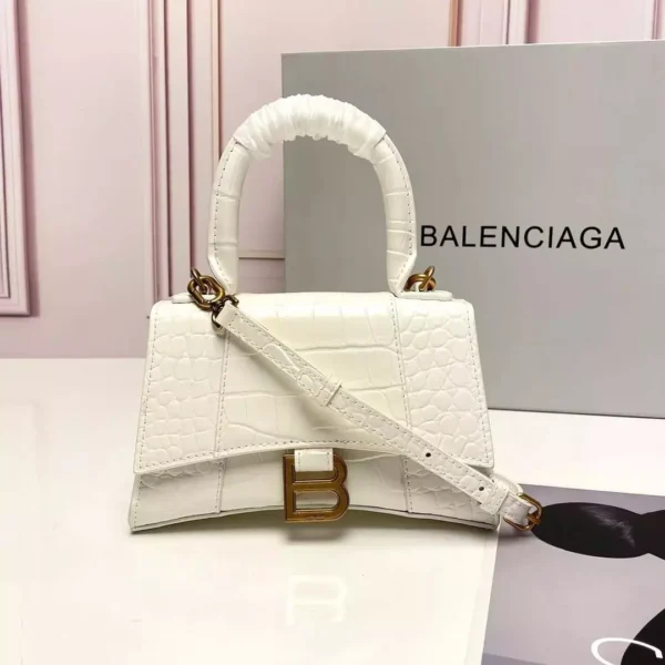 BALENCIAGA Shiny Embossed Hourglass Top Handle Bag - Image 6