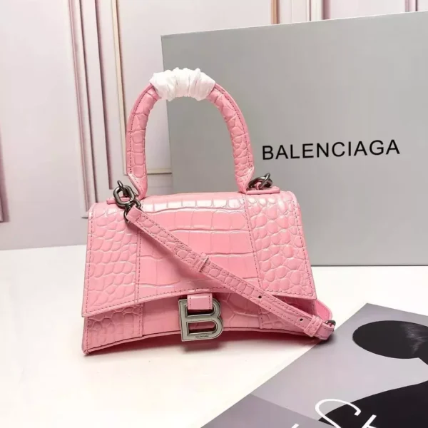 BALENCIAGA Shiny Embossed Hourglass Top Handle Bag - Image 5