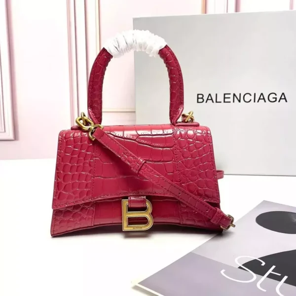 BALENCIAGA Shiny Embossed Hourglass Top Handle Bag - Image 4