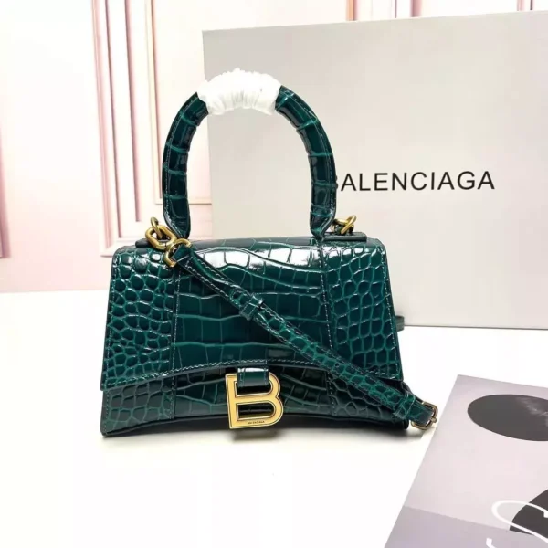 BALENCIAGA Shiny Embossed Hourglass Top Handle Bag - Image 3